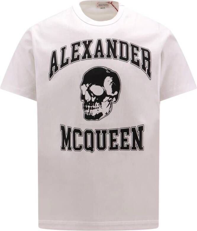 Alexander mcqueen Upgrade je casual garderobe met deze Varsity Logo Print Katoenen T-Shirt White Heren