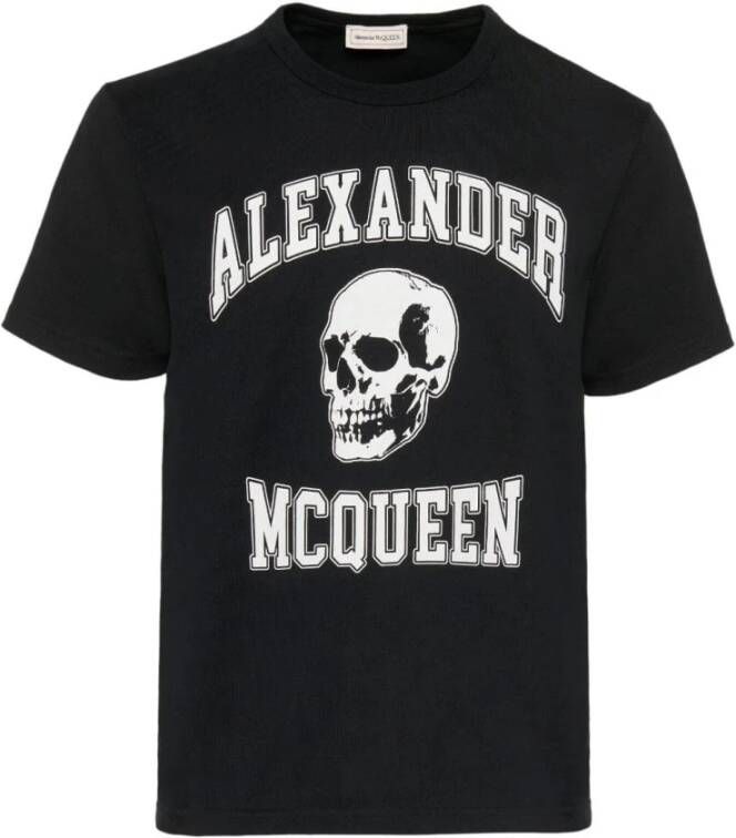 Alexander mcqueen Varsity Branding T-Shirt met Skull Motif Zwart Heren