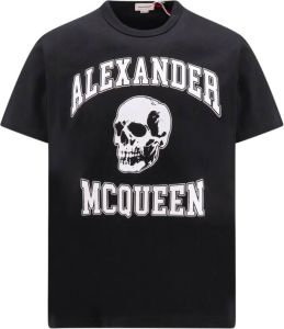 Alexander mcqueen Varsity Logo Print Katoenen T-Shirt Zwart Heren