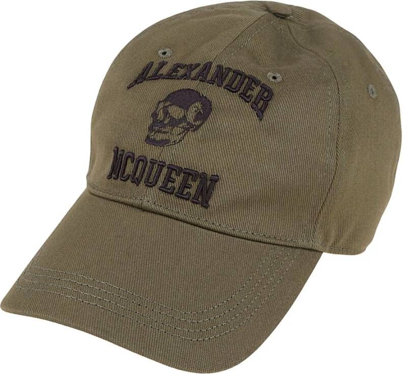 Alexander mcqueen Varsity Skull Cap Straatstijl essentieel Groen Heren