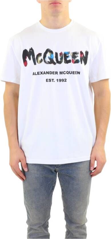 Alexander mcqueen Watercol T-Shirt Hoogwaardig katoen Must-Have voor modieuze garderobe White Heren