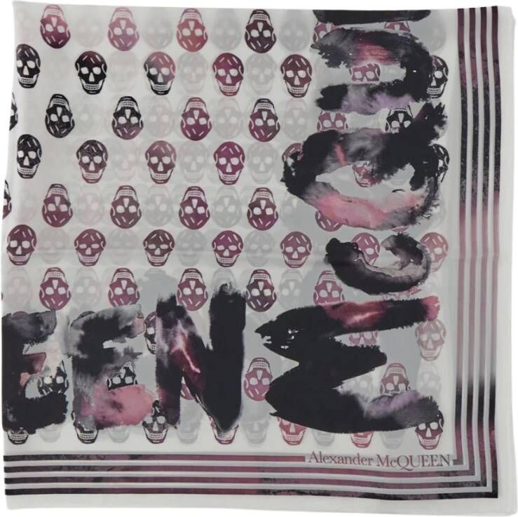 Alexander mcqueen Watercolor Graffiti Biker Foulard Roze Dames