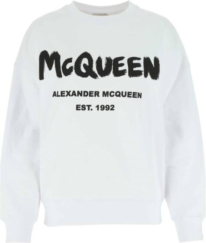 Alexander mcqueen Wit Katoenen Oversized Sweatshirt Wit Dames
