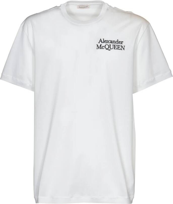 alexander mcqueen Wit Logo Geborduurd T-shirt Wit Heren