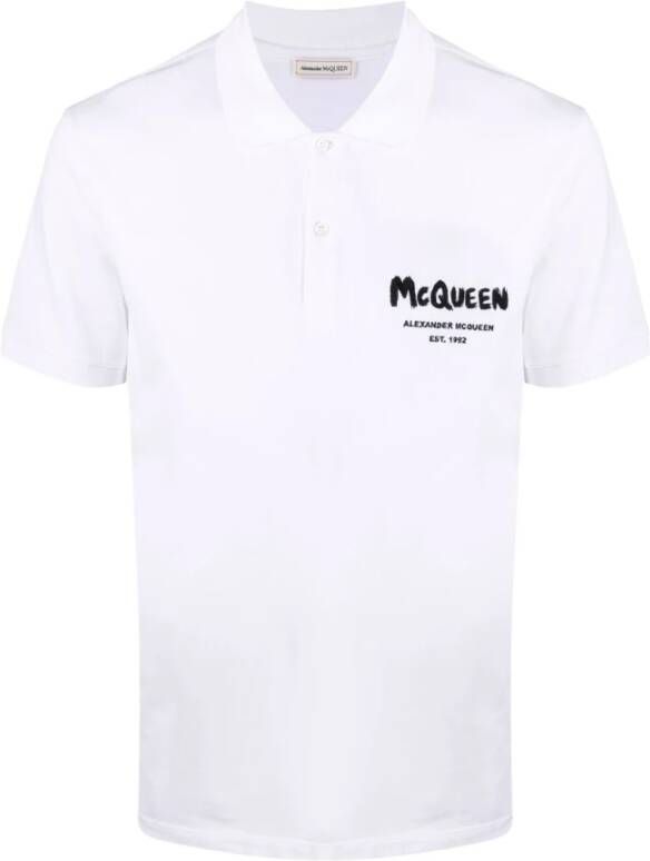 Alexander mcqueen Wit Polo Shirt met Logo Print White Heren