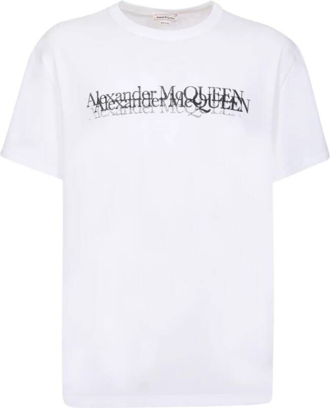 Alexander mcqueen Wit T-Shirt met Logo Print voor Heren White Heren