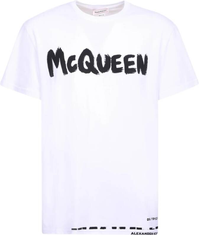 Alexander mcqueen Wit T-Shirt met Logo Print voor Heren White Heren
