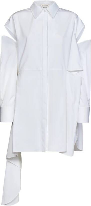 Alexander mcqueen Witte Asymmetrische Hemd Jurk White Dames