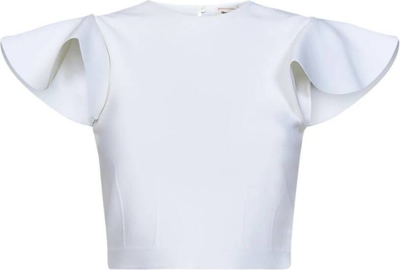 Alexander mcqueen Witte blouse met uitlopende mouwen en achteruitsnijding Wit Dames