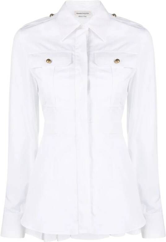 Alexander mcqueen Witte Box-Pleat Katoenen Overhemd White Dames