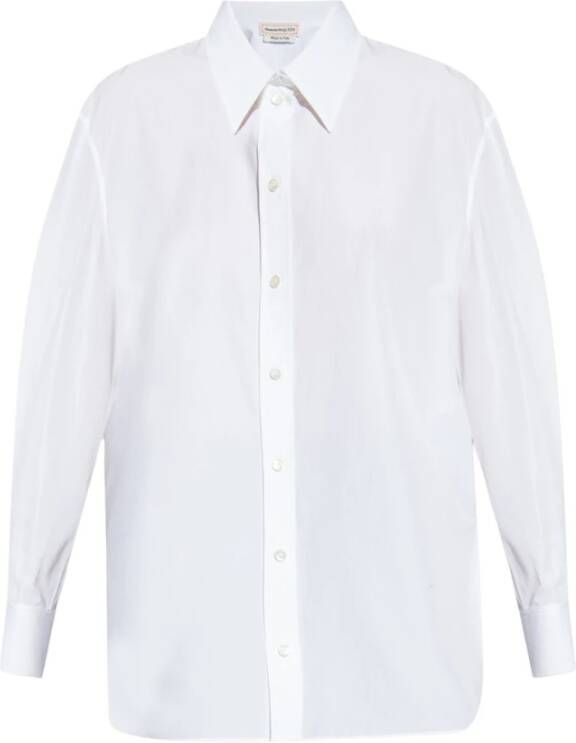 alexander mcqueen Witte Katoenen Overhemd met Knoopsluiting en Lange Mouwen Wit Dames