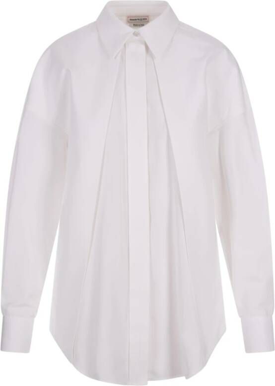 Alexander mcqueen Witte Katoenen Poplin Overhemd met Klassieke Kraag White Dames