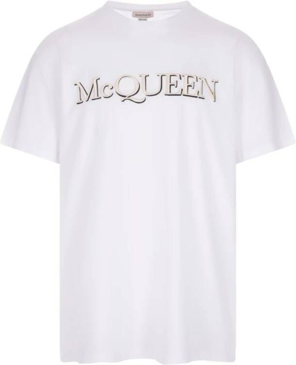 Alexander mcqueen Witte Katoenen T-shirt met Geborduurd Logo White Heren