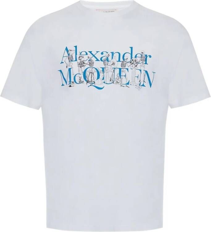 Alexander mcqueen Witte Katoenen T-shirt met Logo Print White Heren