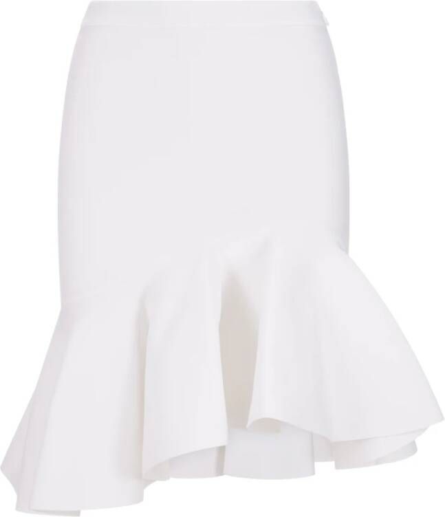 Alexander mcqueen Witte Korte Rok van Viscosemix met Asymmetrische Peplum Zoom White Dames