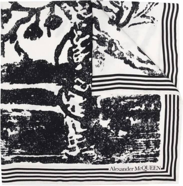 Alexander mcqueen Witte Sjaal met Skeletprint White Heren