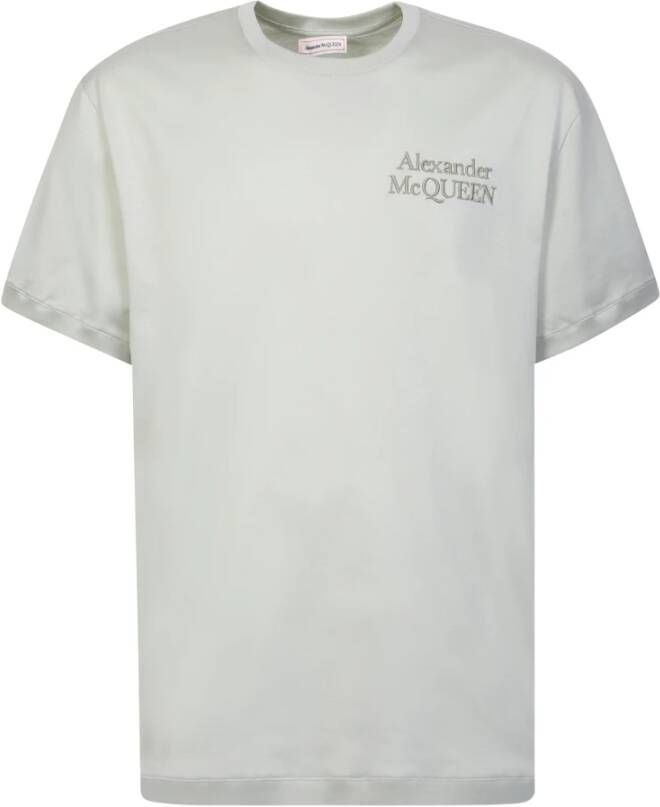 Alexander mcqueen Witte T-shirt met Tonaal Logo Borduurwerk White Heren