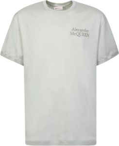 Alexander mcqueen Witte T-shirt met Tonaal Logo Borduurwerk Wit Heren