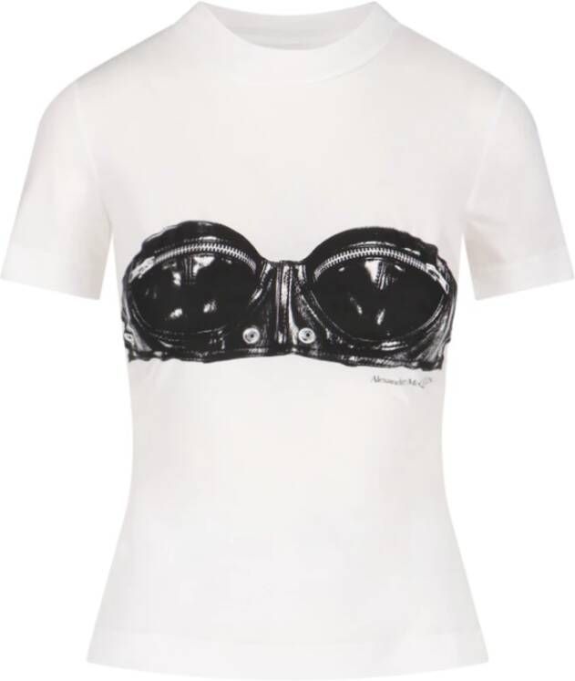 Alexander mcqueen Stijlvolle dames T-shirt met hak en zoolhoogte White Dames