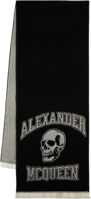 Alexander mcqueen Logo-Print Wollen Sjaal voor Heren Black Heren