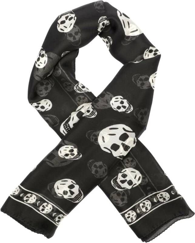 Alexander mcqueen Zijden sjaal met schedel zwart wit Zwart Dames