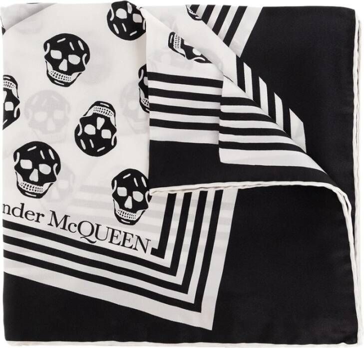 Alexander mcqueen Skull Logo Zijden Sjaal Black Dames