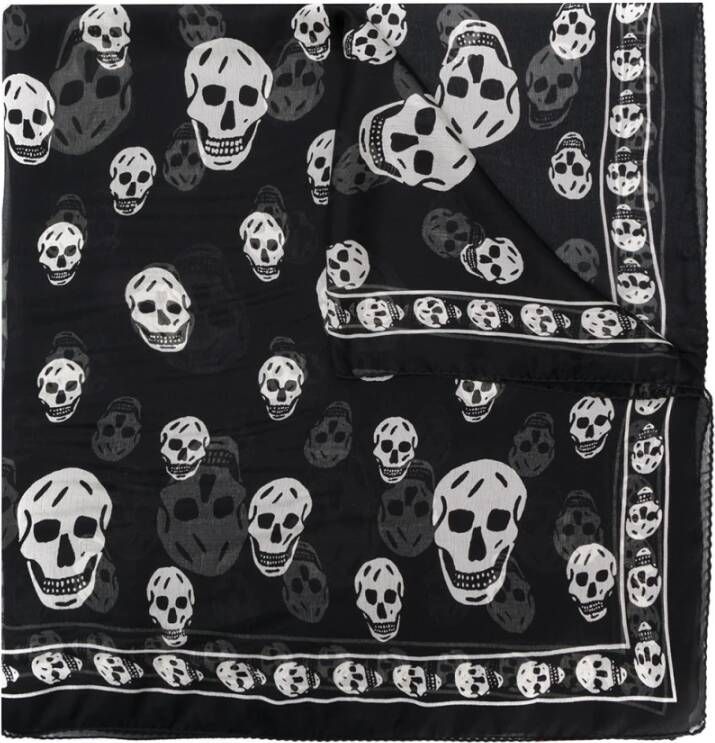 Alexander mcqueen Zwart gotisch zijden sjaal met schedel motief Zwart Heren