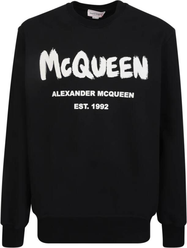 Alexander mcqueen Zwart Graffiti Logo Sweatshirt Zwart Heren