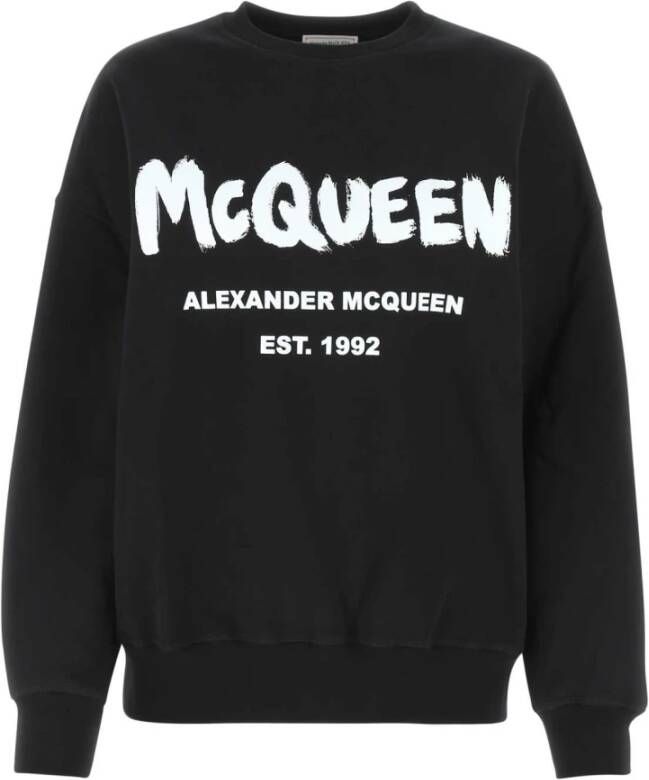 Alexander mcqueen Zwart Katoenen Oversized Sweatshirt Stijlvol en Comfortabel Black Dames