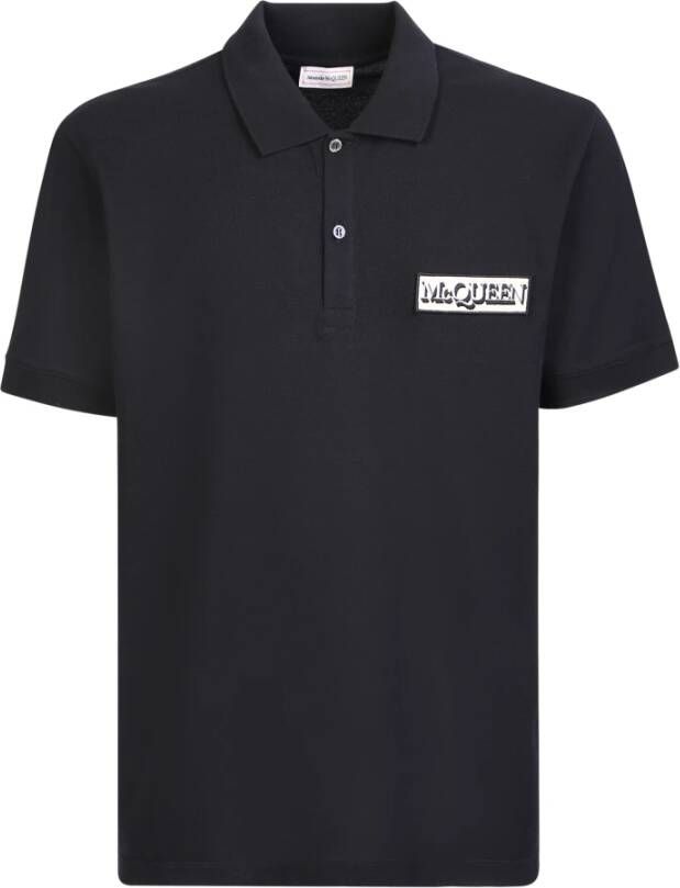 Alexander mcqueen Zwart Polo Shirt met Logo Patch Zwart Heren