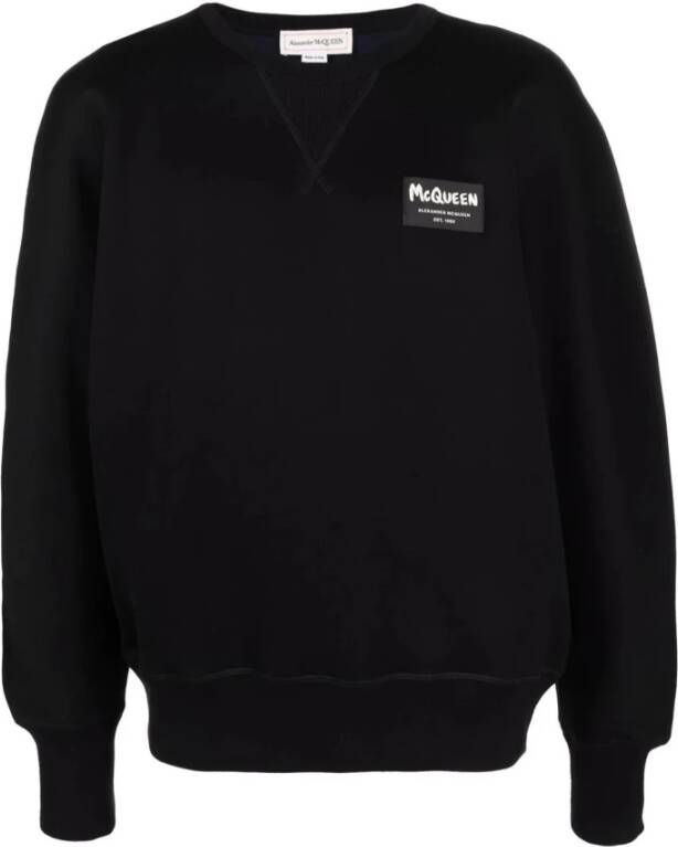 Alexander mcqueen Zwart Sweatshirt met Logo-Patch Zwart Heren