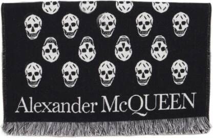 Alexander mcqueen Zwart wollen sjaal met schedel motief Zwart Heren