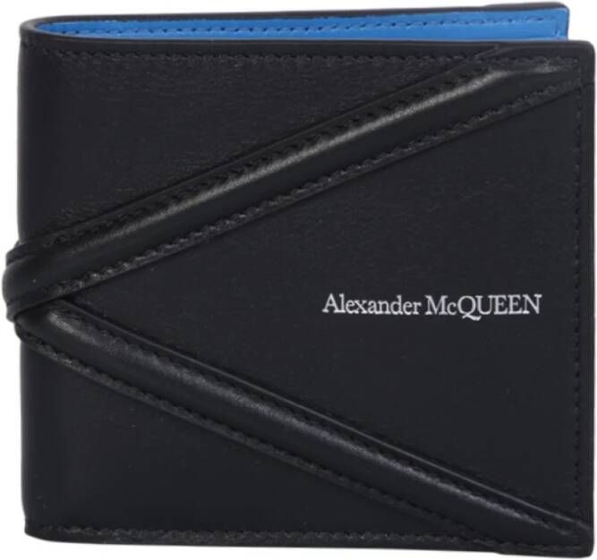 Alexander mcqueen Zwarte Bi-Fold Portemonnee met Harnas Details Zwart Heren
