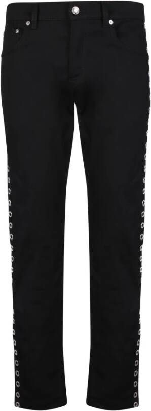 Alexander mcqueen Zwarte katoenen jeans met metallic details Zwart Heren