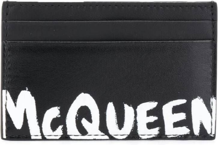 Alexander mcqueen Zwarte Leren Logo Kaarthouder Zwart Heren