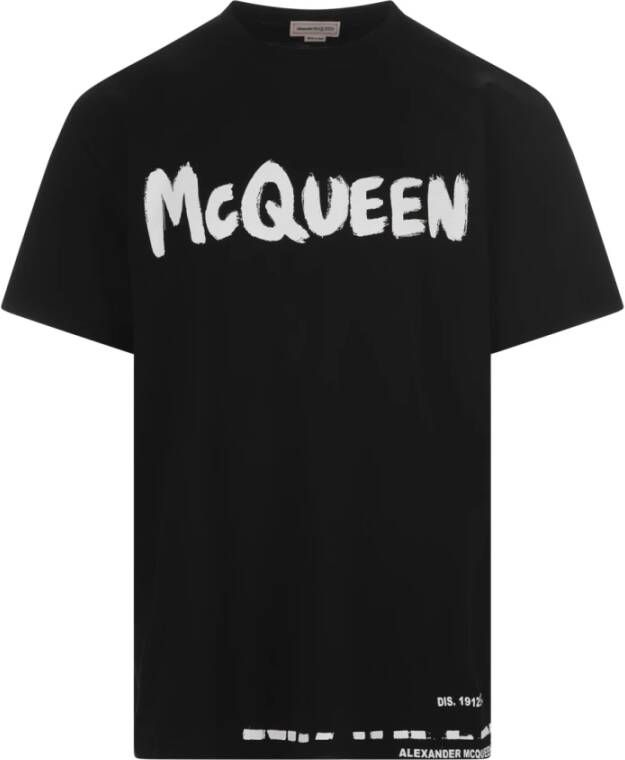 Alexander mcqueen Zwarte McQueen Graffiti T-shirt voor Heren Zwart Heren