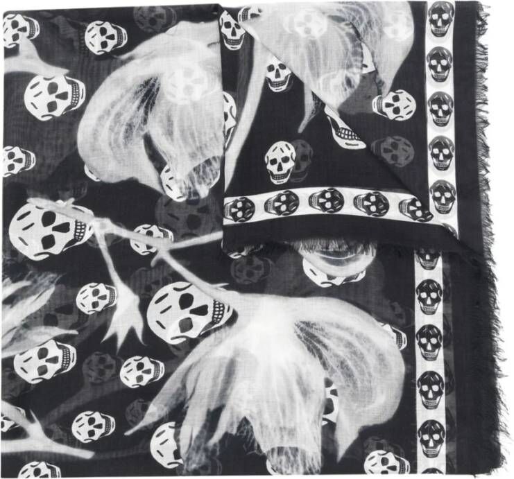 Alexander mcqueen Zwarte Sjaal met Skull Print Zwart Dames