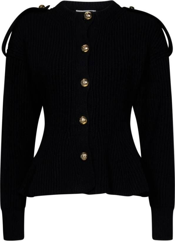 Alexander mcqueen Zwarte Sweaters met Knoopsluiting en Peplum Taille Zwart Dames