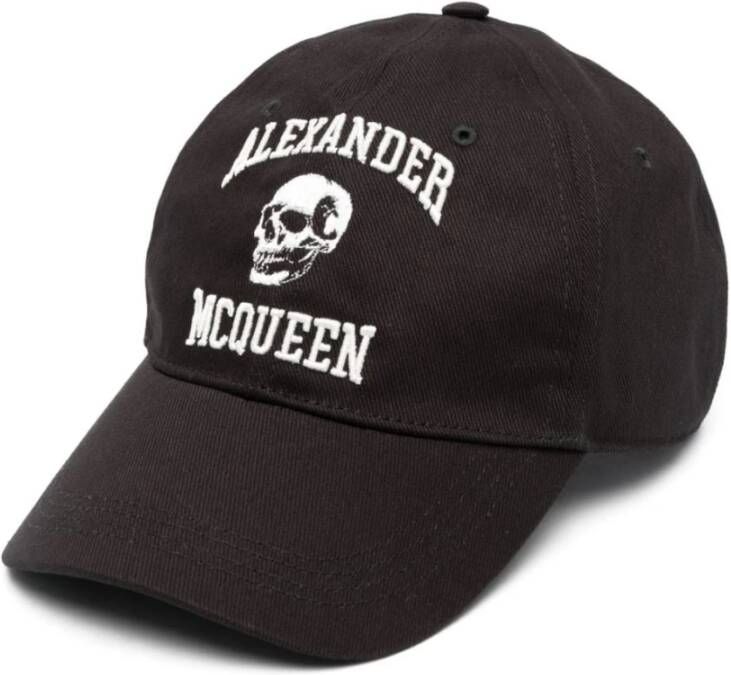 alexander mcqueen Zwarte Varsity Skull Baseball Cap Zwart Heren