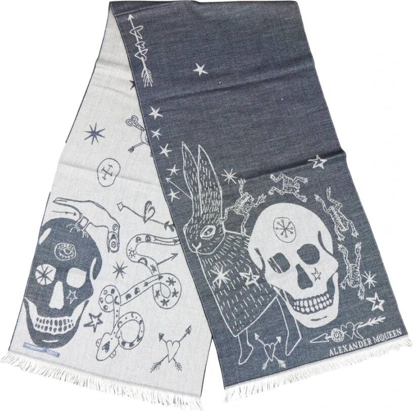 Alexander mcqueen Wollen Schedel Sjaal Gray Heren