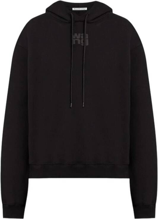Alexander wang Zwarte katoenen rubberen logo-hoodie Black Dames