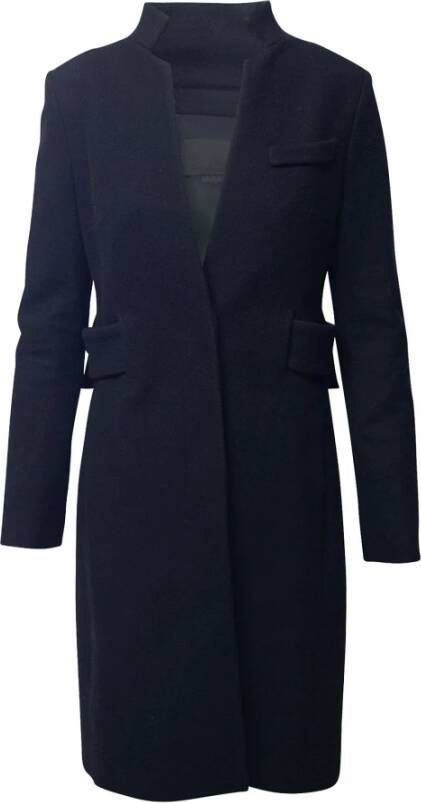 Alexander Wang Pre-owned Alexander Wang Back Pleats Long Dress Coat in Black Wool Zwart Dames