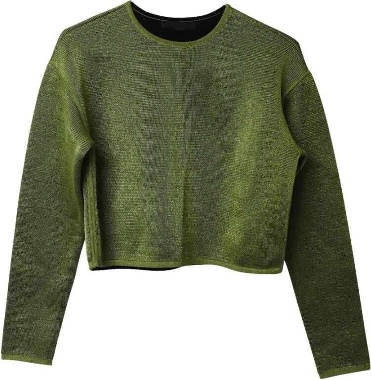 Alexander Wang Pre-owned Alexander Wang Cropped Sweater in Green Wool Groen Dames