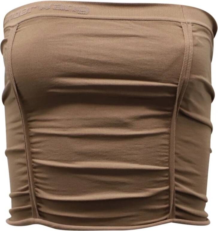 Alexander Wang Pre-owned Alexander Wang Ruched Strapless Top in Brown Polyamide Bruin Dames
