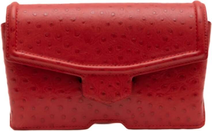 Alexander Wang Pre-owned Pre-owned Red Ostrich Leather Clutch Bag Lined in Black Suede Rood Dames