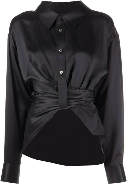 Alexander wang Threaded placket silk blouse Zwart Dames