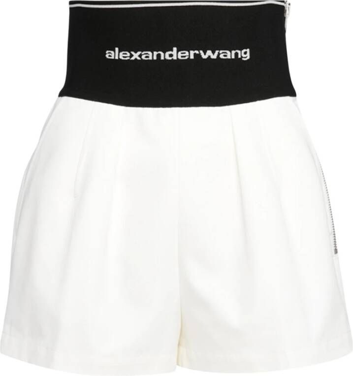 Alexander wang Wijde katoenen en nylon shorts met merk tailleband White Dames
