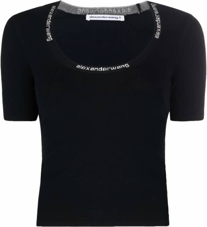 T by Alexander Wang Top with logo Black Dames
