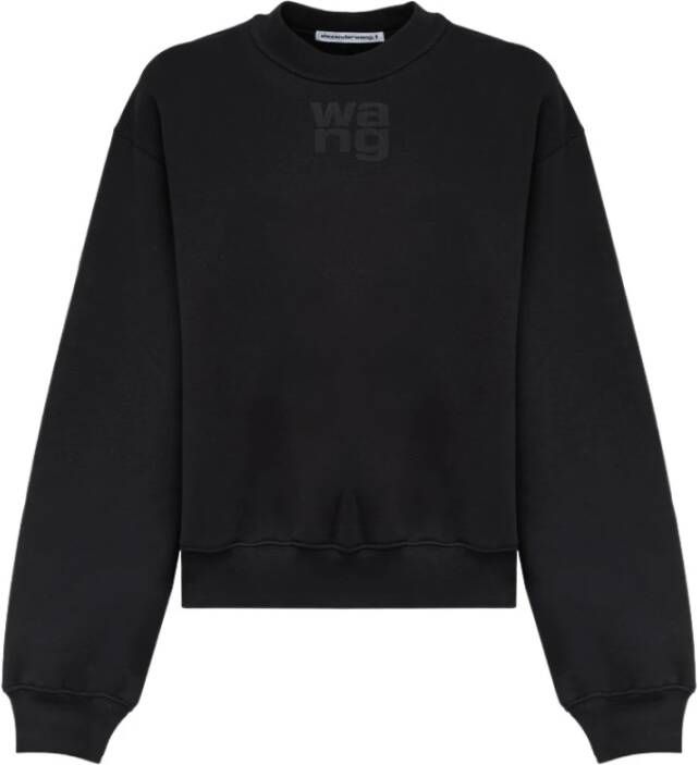 Alexander wang Zwarte Katoenen Logo Print Trui Black Dames