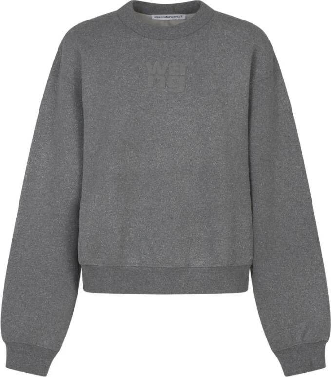 Alexander wang Glitter Terry Sweatshirt met Logo Applique Gray Dames